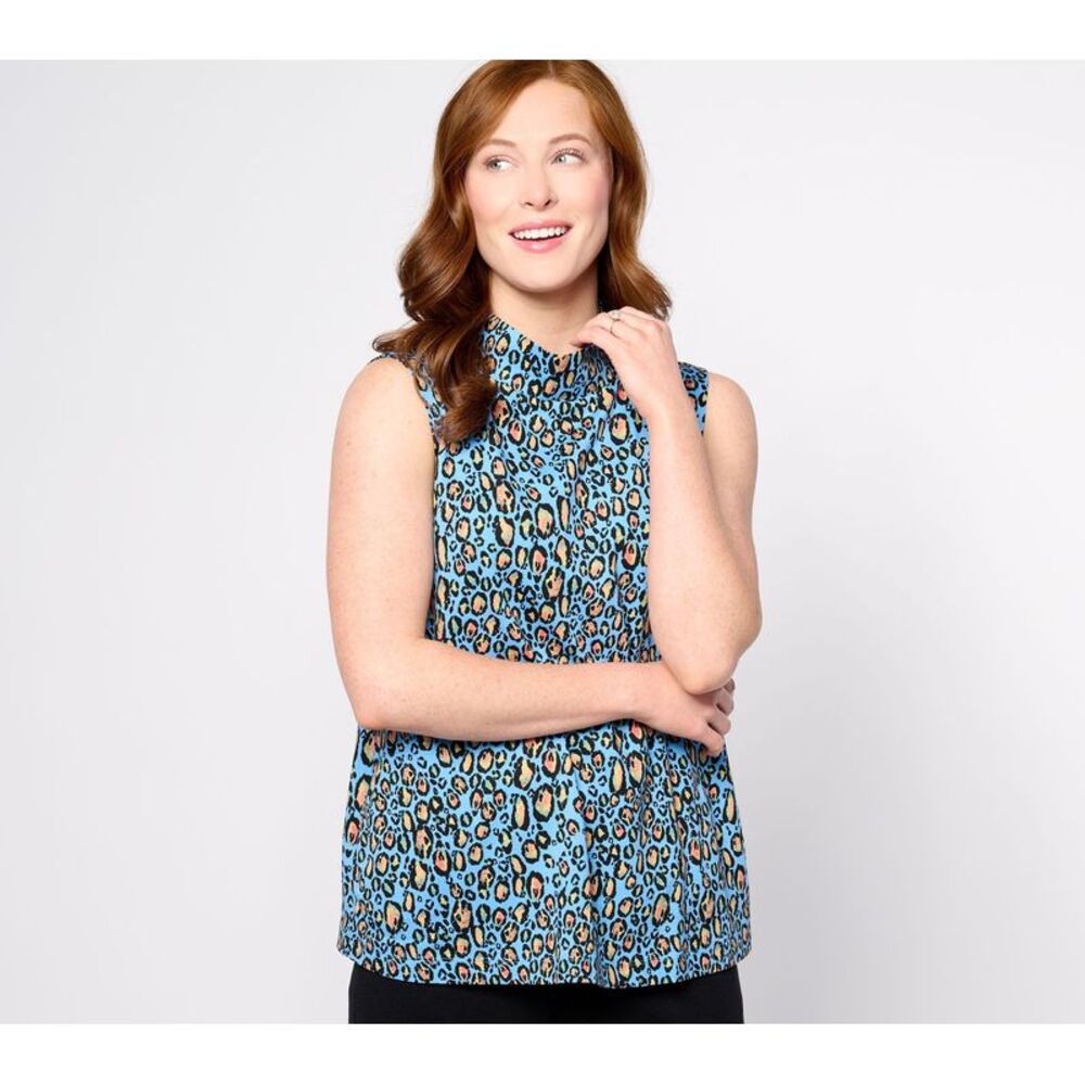 Top Knot Women's Sz XS Sleeveless Knit Mock Neck Blue A650021
